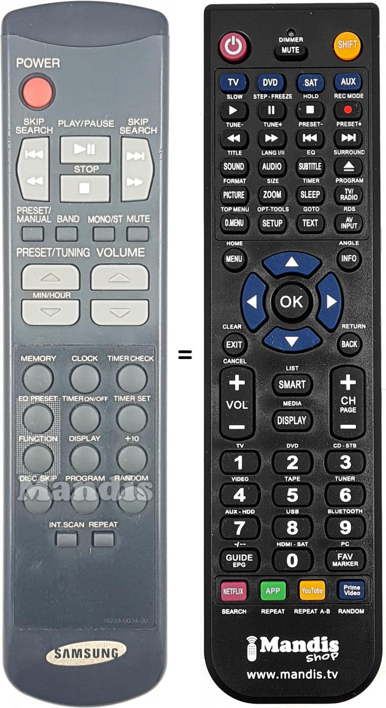 Telecomando equivalente 19239-0034-00