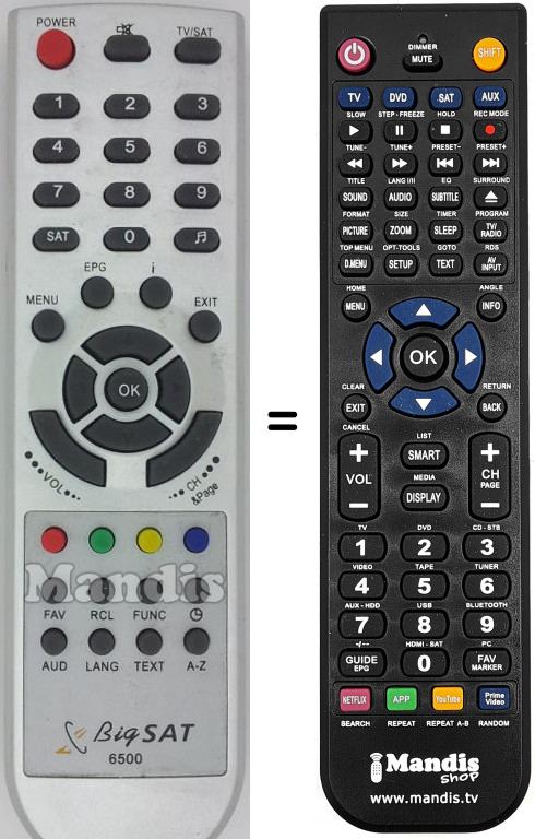 Telecomando equivalente Bigsat6500