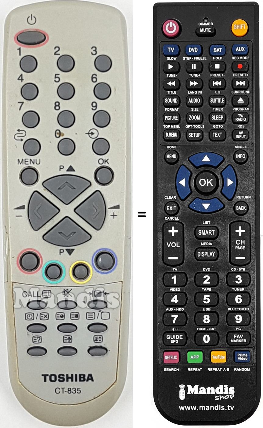 Telecomando equivalente CT 835