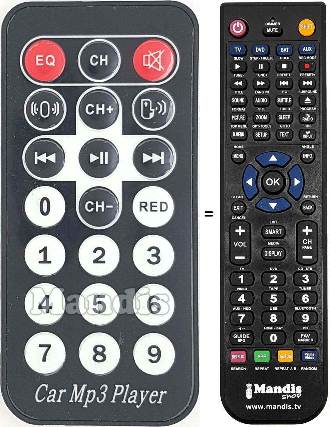 Telecomando equivalente Car MP3 Player