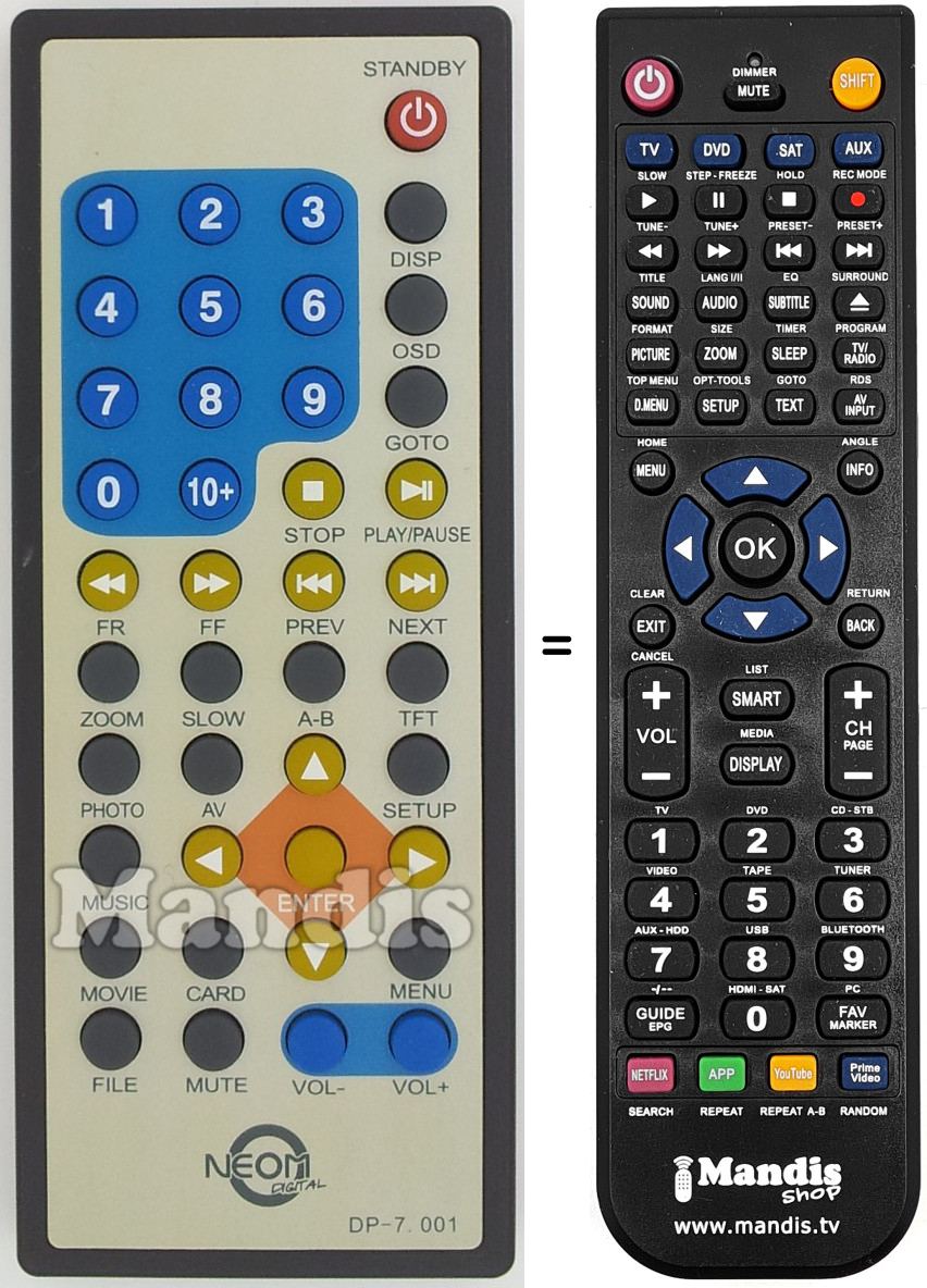 Telecomando equivalente DP7001