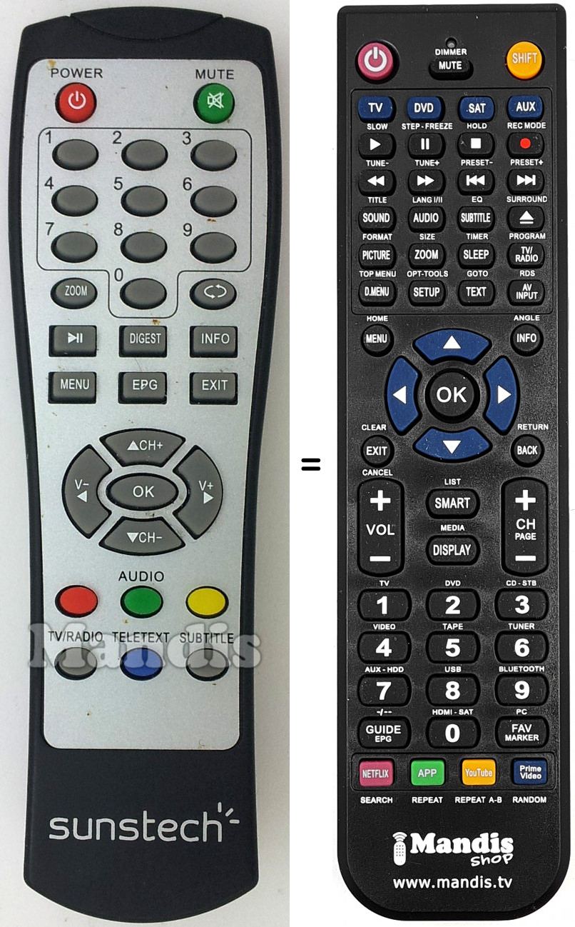Telecomando equivalente Sunstech DTB-P460