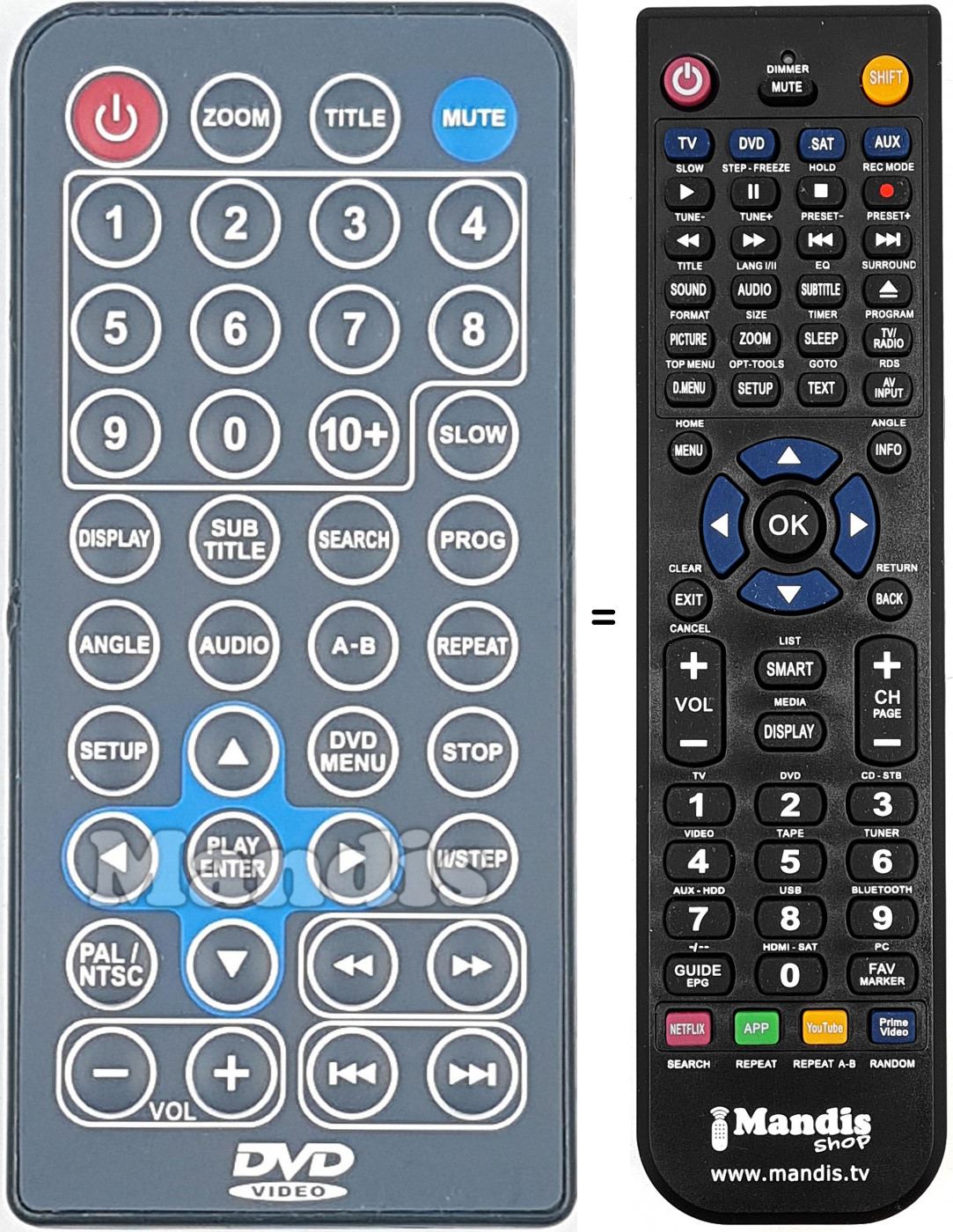 Telecomando equivalente DVDVIDEO001
