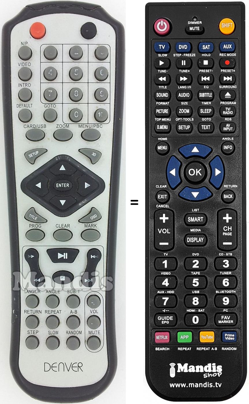 Telecomando equivalente Denver DVH1019