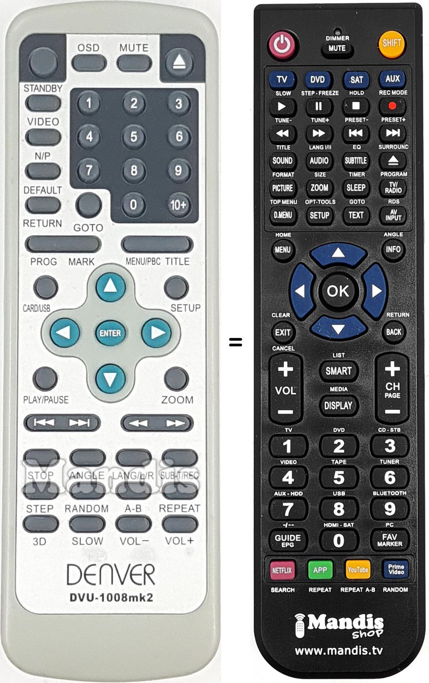 Telecomando equivalente Denver DVU1008MK2
