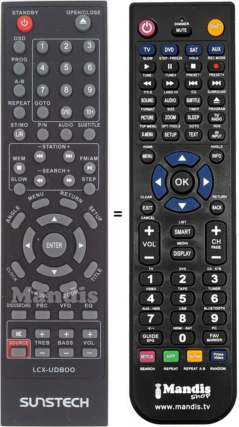 Telecomando equivalente LCX-UD800