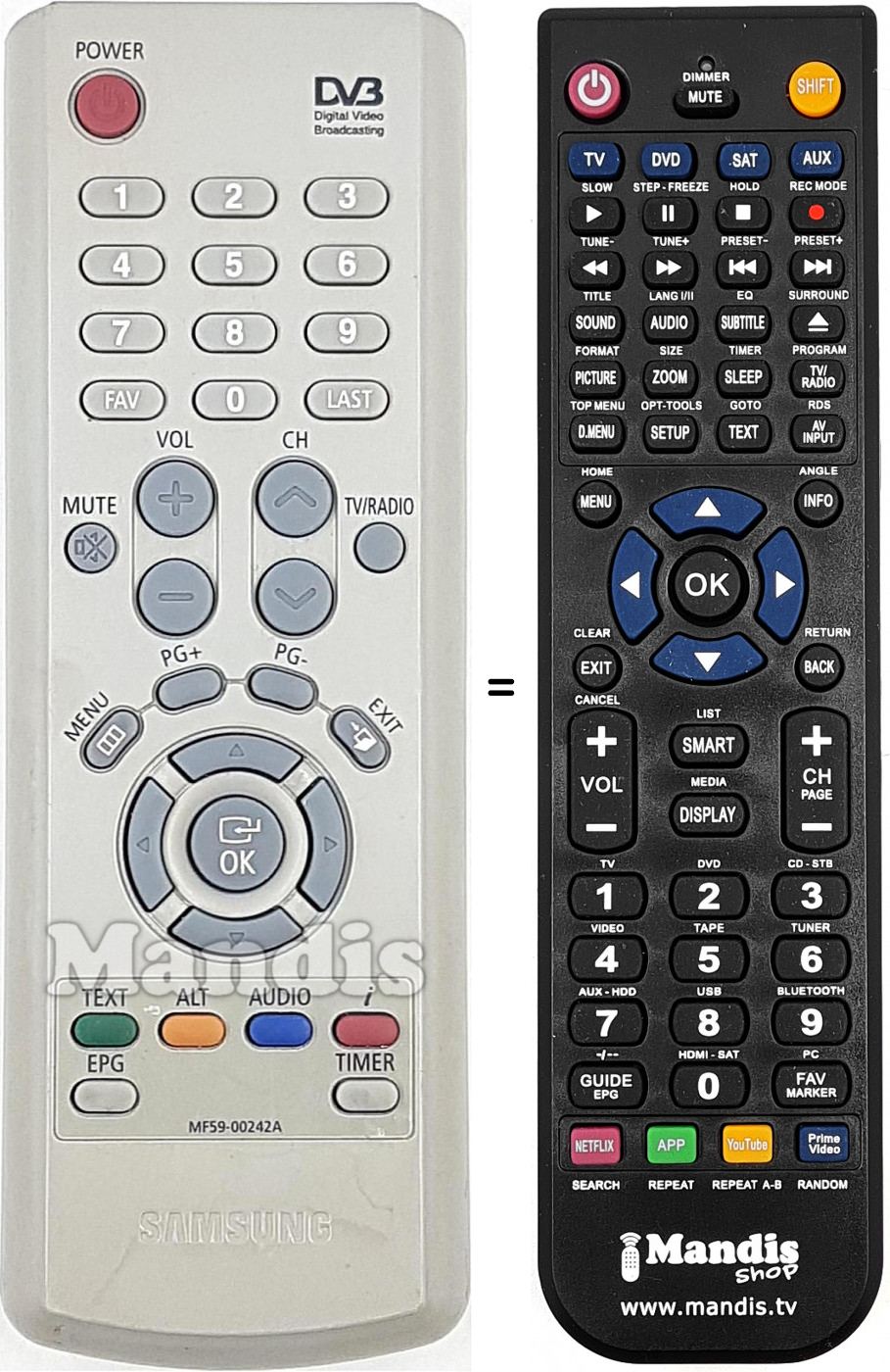 Telecomando equivalente Samsung MF 59-00242 A