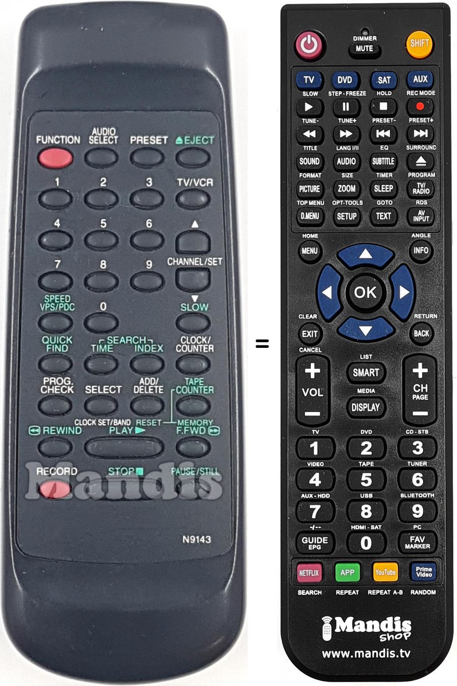 Telecomando equivalente Funai N9143