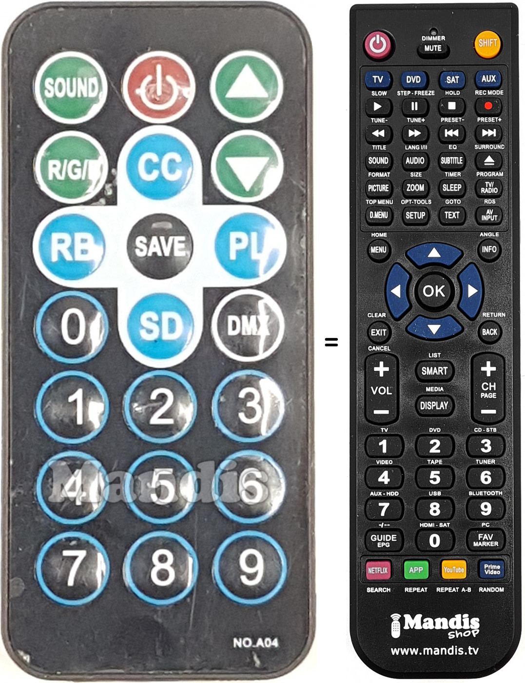 Telecomando equivalente NO.A04