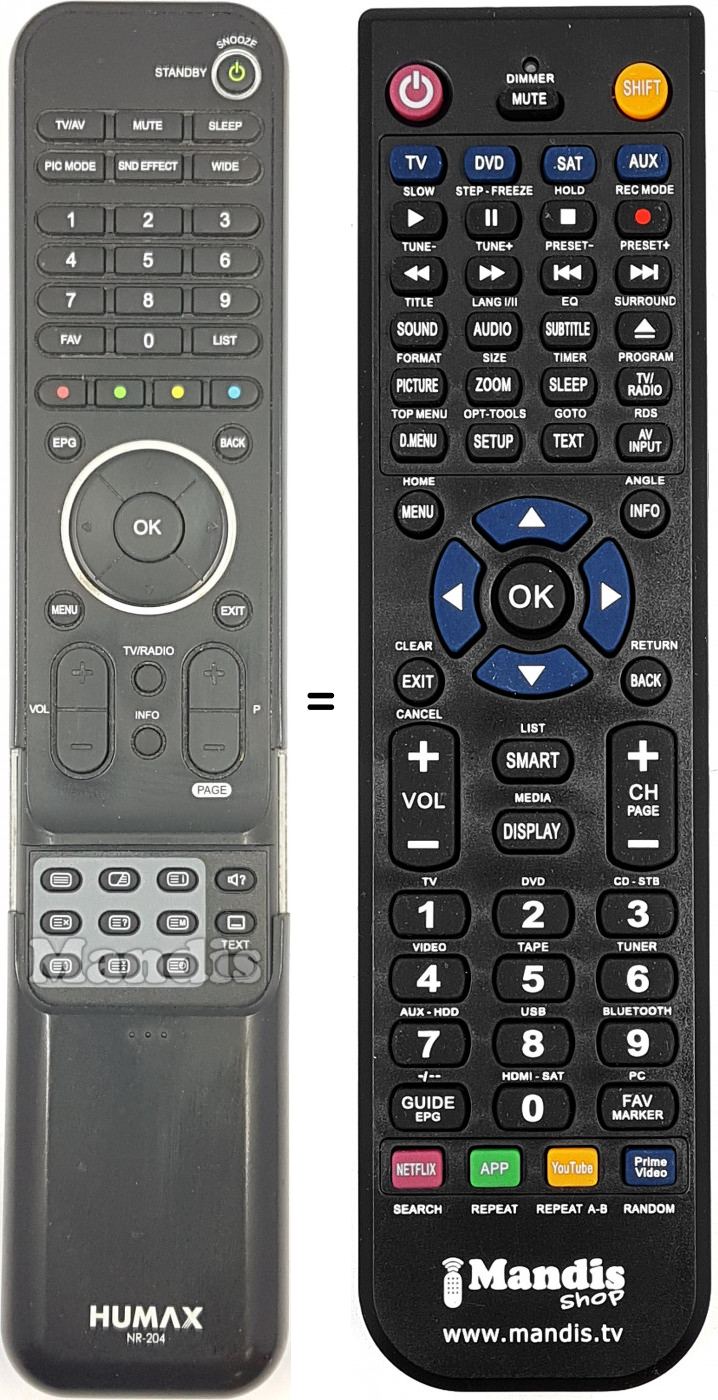 Telecomando equivalente Humax NR-204