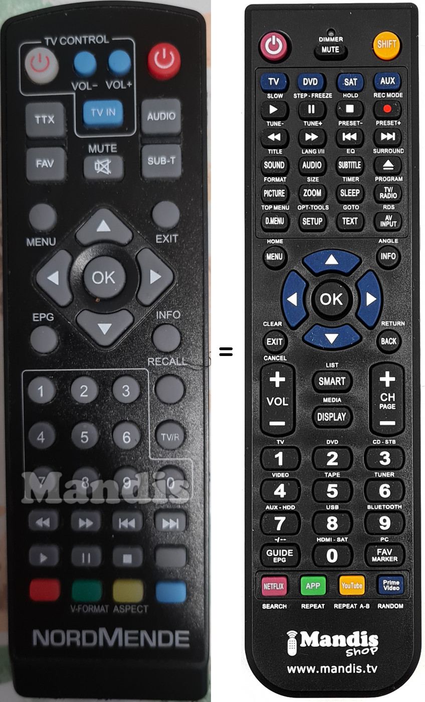 Telecomando equivalente NordMende Zap-S210265ND