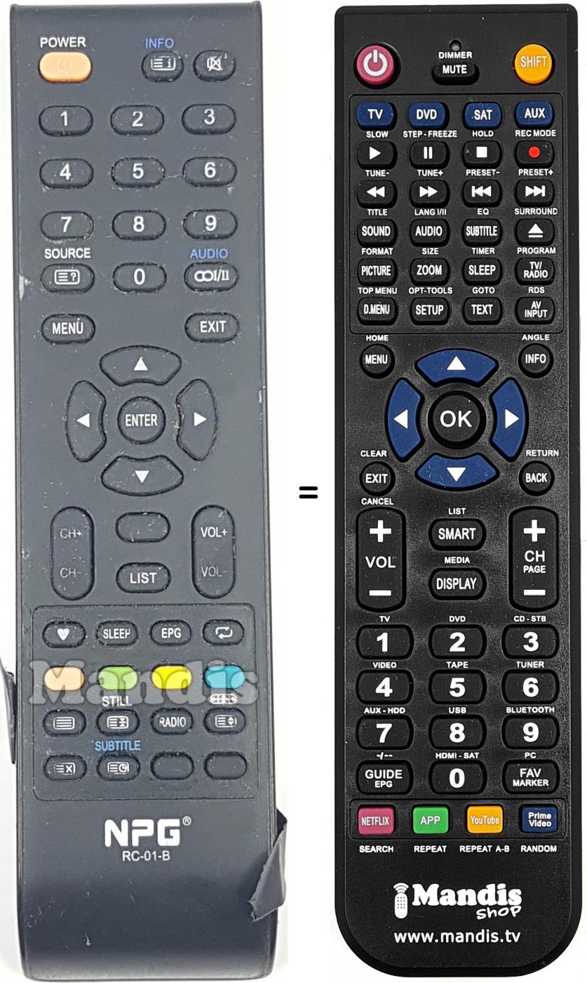 Telecomando equivalente RC-01 B