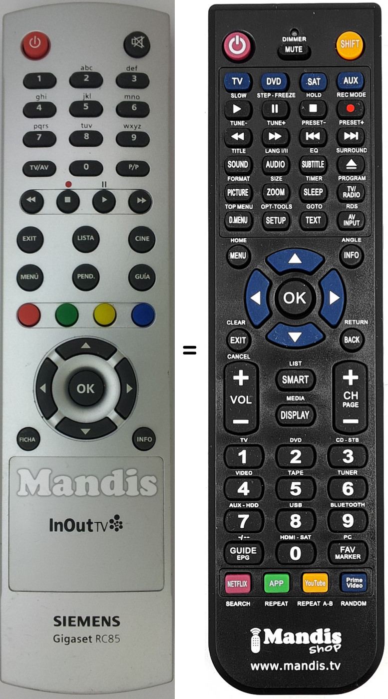 Telecomando equivalente Siemens RC85