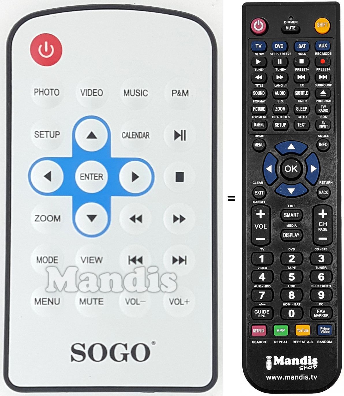 Telecomando equivalente REMCON1645