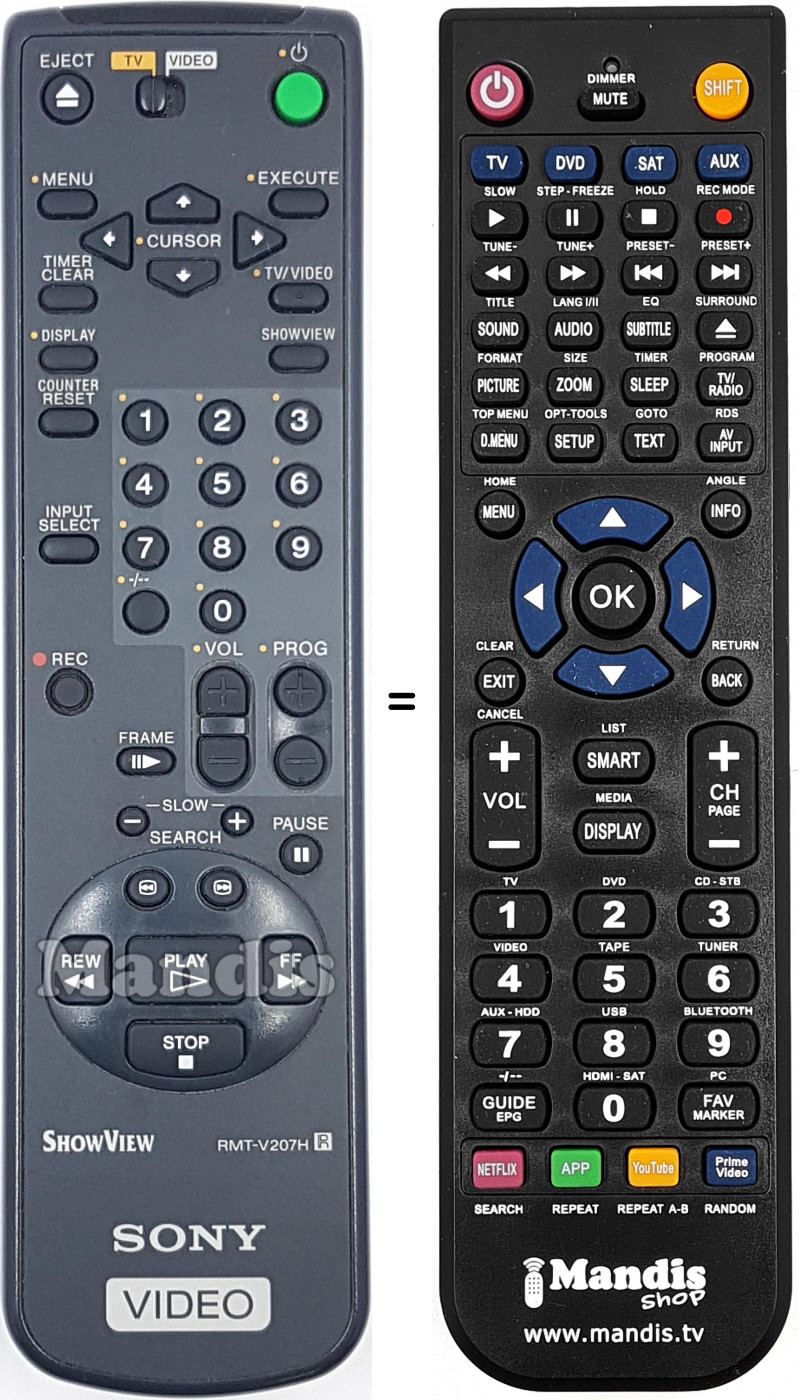 Telecomando equivalente RMT-V207H