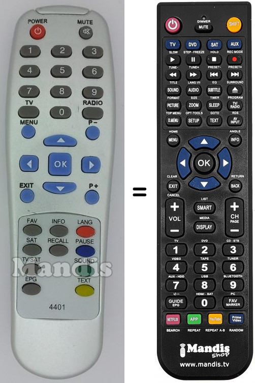 Telecomando equivalente Beko 4401