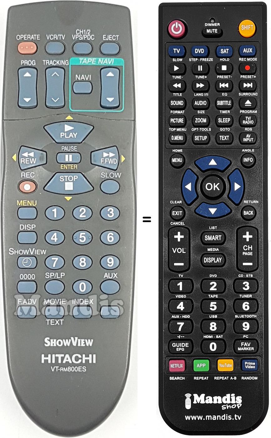 Telecomando equivalente Hitachi VT-RM 800 ES