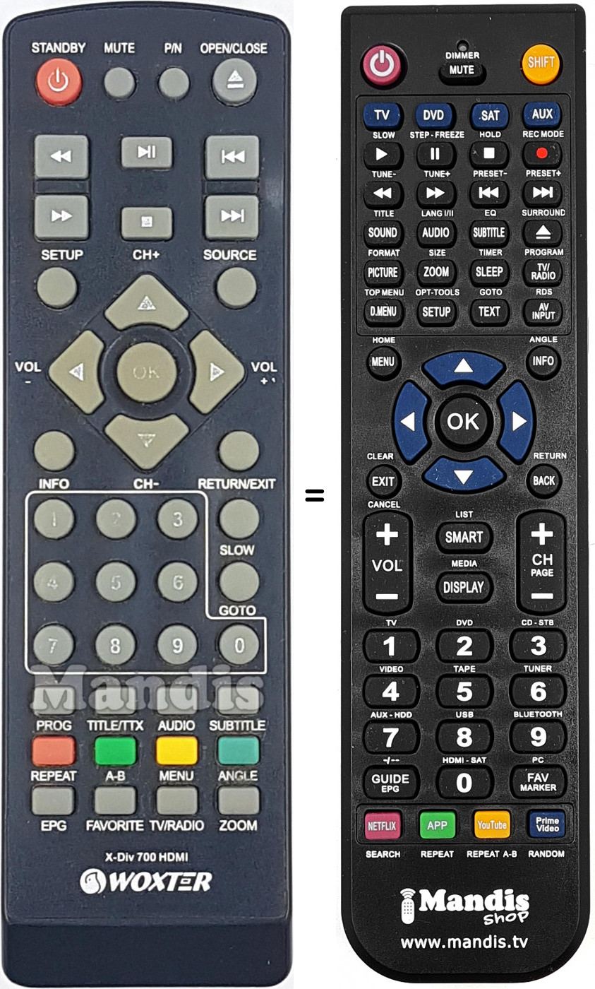 Telecomando equivalente Woxter X-Div700-HDMI