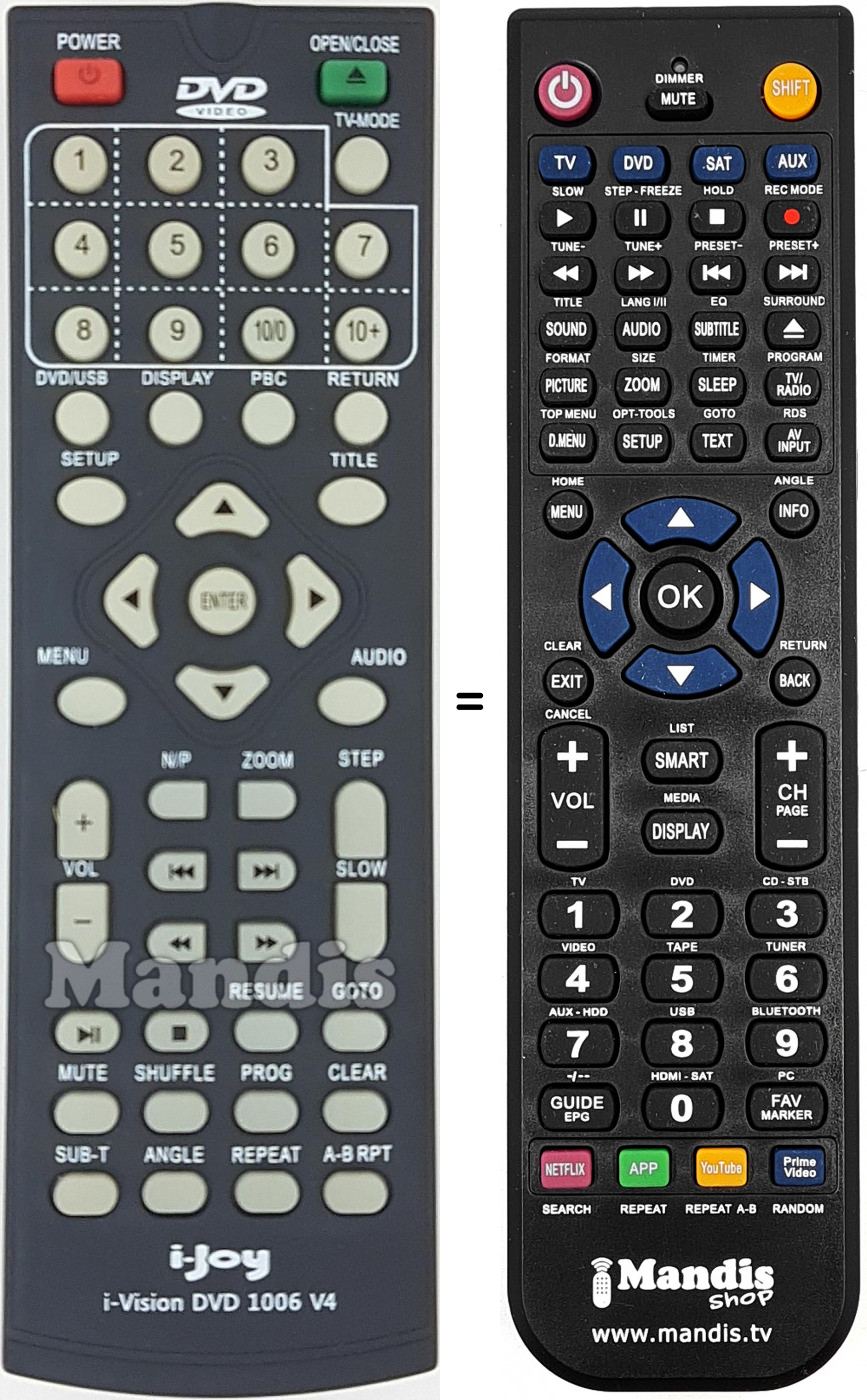 Telecomando equivalente i-Vision DVD 1006 V4