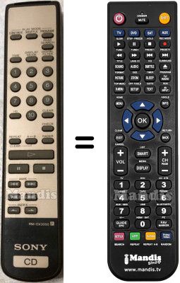 Telecomando equivalente Sony RM-DX3000 Telecomando equivalente Sony RM-DX3000