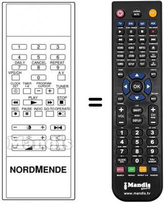 Telecomando equivalente NordMende V 1005 M Telecomando equivalente NordMende V 1005 M