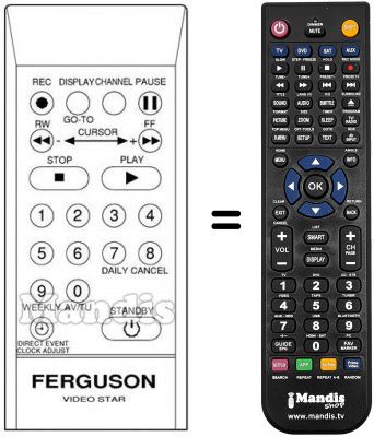 Telecomando equivalente FV 50B VIDEOSTAR Telecomando equivalente FV 50B VIDEOSTAR