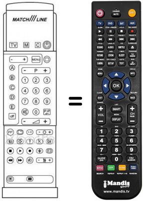 Telecomando equivalente PYE MATCH LINE 29 PT 910 B Telecomando equivalente PYE MATCH LINE 29 PT 910 B