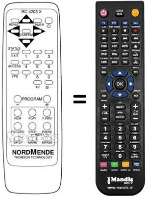 Telecomando equivalente RC 4203 X Telecomando equivalente RC 4203 X