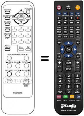 Telecomando equivalente RC 6X03 FE