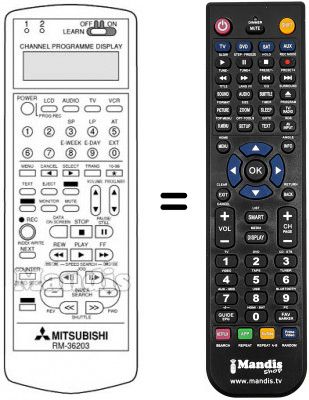 Telecomando equivalente RM 36203 Telecomando equivalente RM 36203