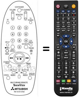 Telecomando equivalente RM 76151V-67902 Telecomando equivalente RM 76151V-67902