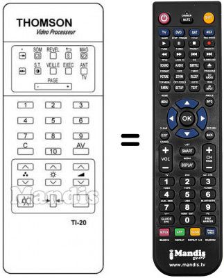 Telecomando equivalente TI 20 Telecomando equivalente TI 20