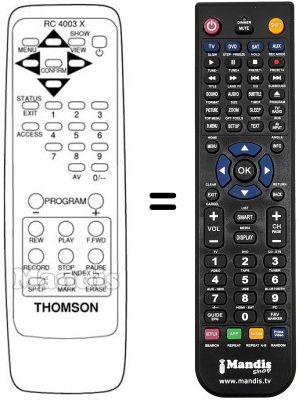 Telecomando equivalente Thomson V1400 Telecomando equivalente Thomson V1400