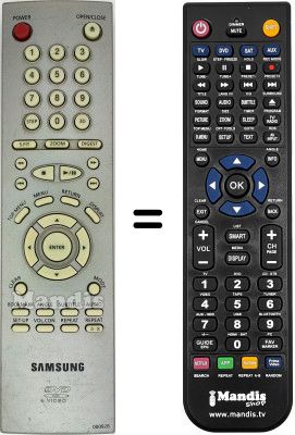 Telecomando equivalente Samsung DVD-M205 Telecomando equivalente Samsung DVD-M205
