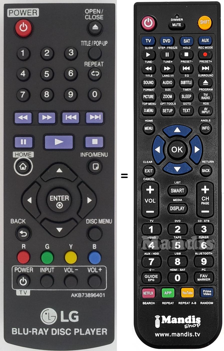 Telecomando equivalente LG AKB73896401