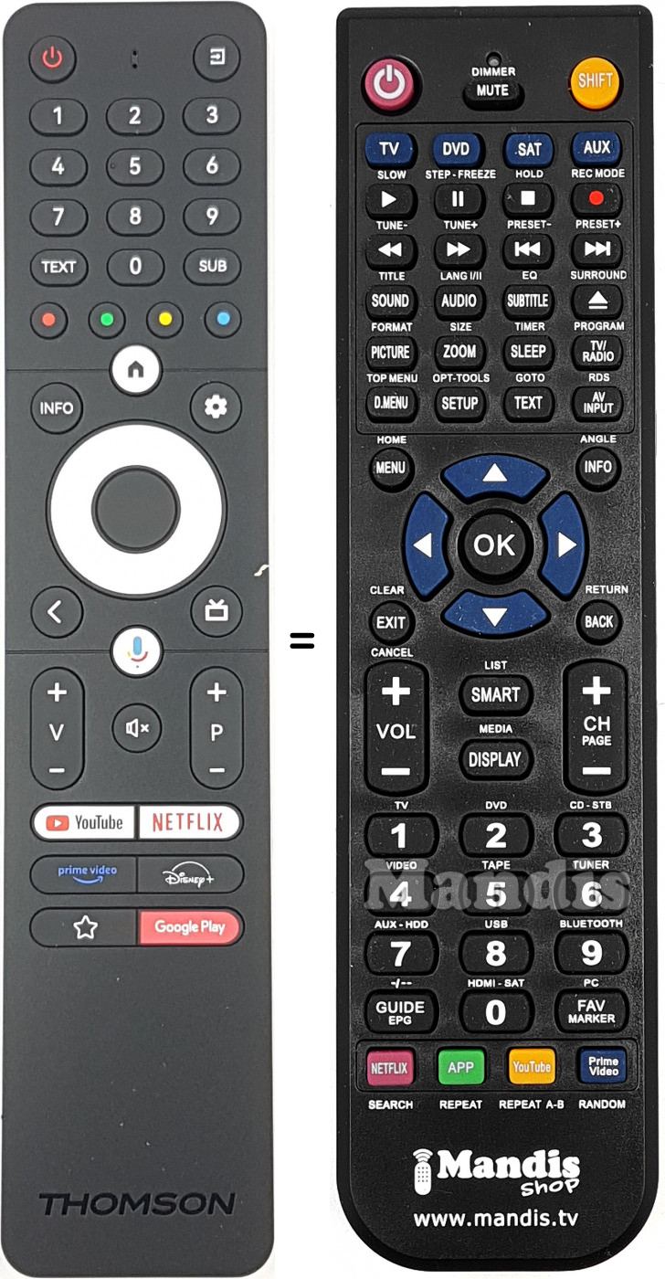 Telecomando equivalente Thomson RC112A Telecomando equivalente Thomson RC112A
