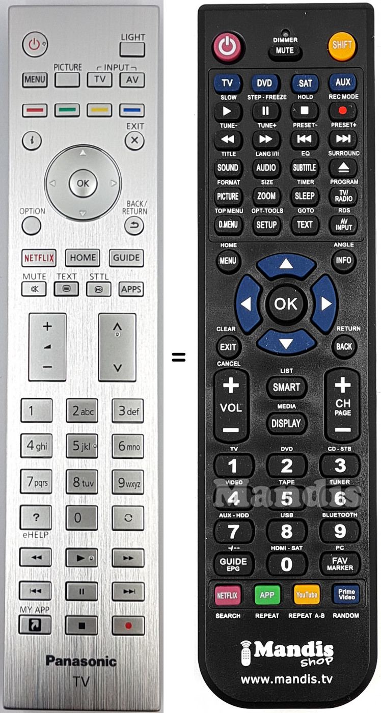 Telecomando equivalente Panasonic N2QAYA000152