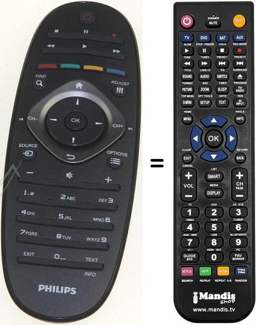 Telecomando equivalente Philips 32 PFL 7606 M / 08
