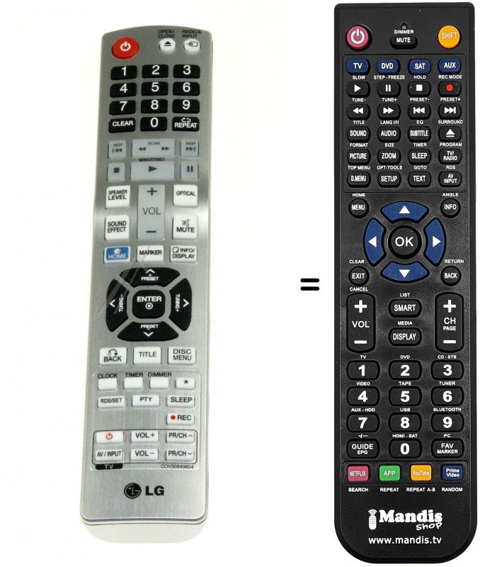 Telecomando equivalente LG COV30849804